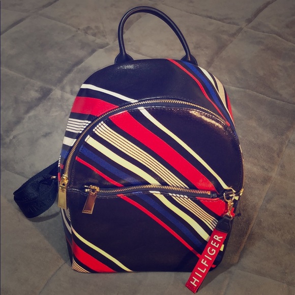 tommy hilfiger faux leather backpack